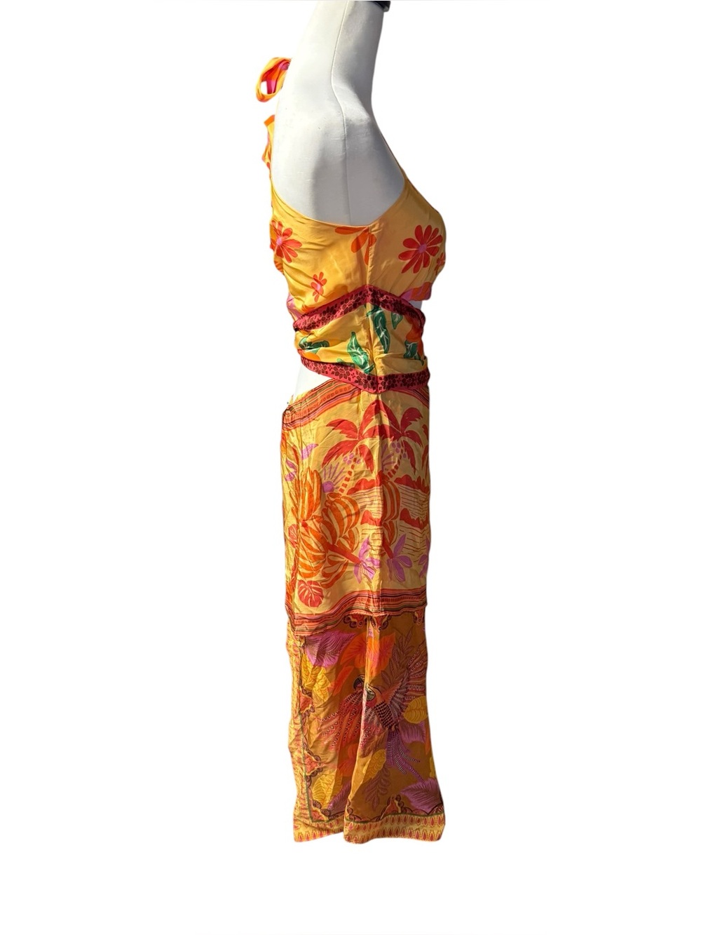 Farm Rio Forest Mixed Scarves midi dress women’s sz Large nwt new - Picture 9 of 16